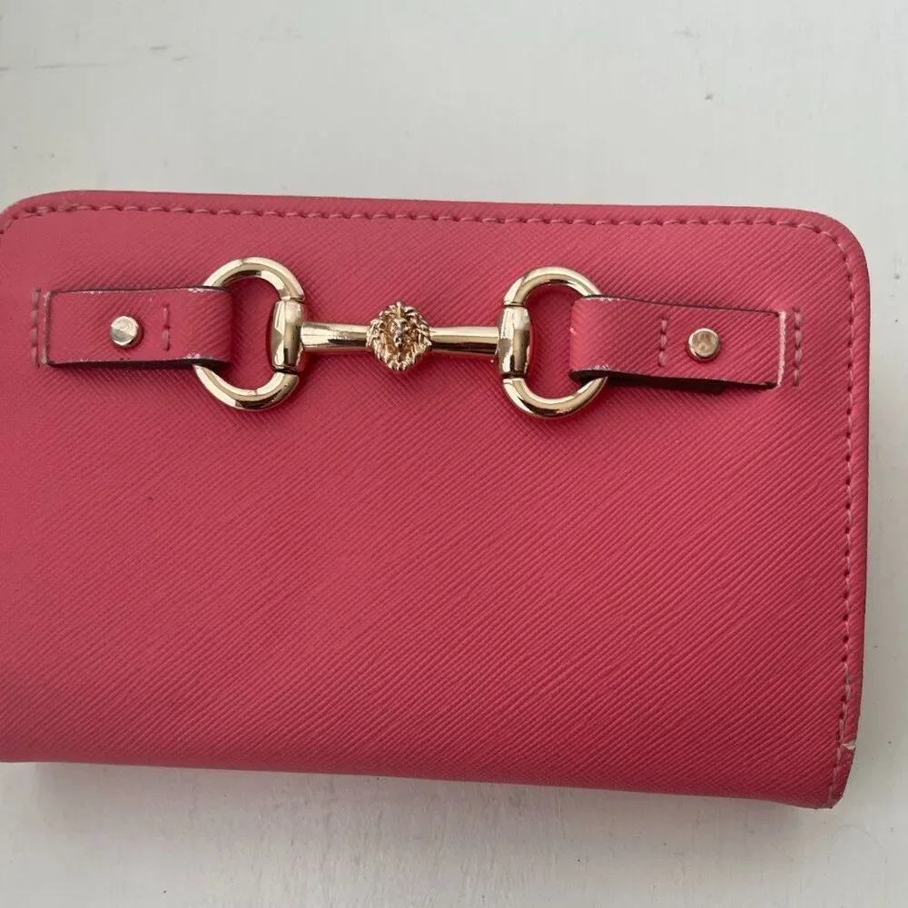 Vintage Anne Klein Horsebit Horse Bit Pink Bi Fold Ladies Wallet 5.5
